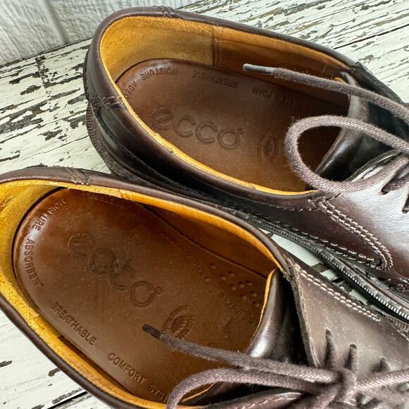 ECCO Men\'s Oxfords Round Toe Dark Brown Dress Shoes 33154 Career Business Sz 42 main image 14